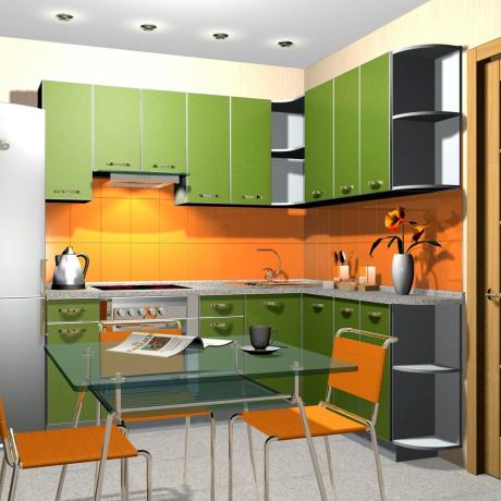 Orange-grüne Küche (35 Fotos): Wie Sie mit Ihren eigenen Händen, Anweisungen, Foto- und Video-Tutorials ein Küchenzimmer in hellgrünen Tönen gestalten