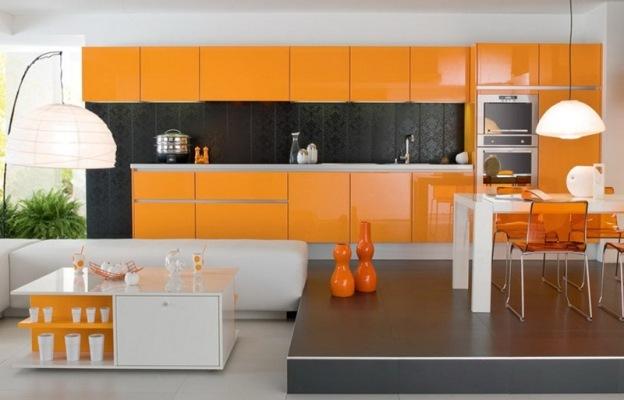 grau-orange Küche