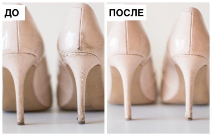 Französisch Art und Weise zu „löschen“ irgendwelche Kratzer von lackierten Schuhe