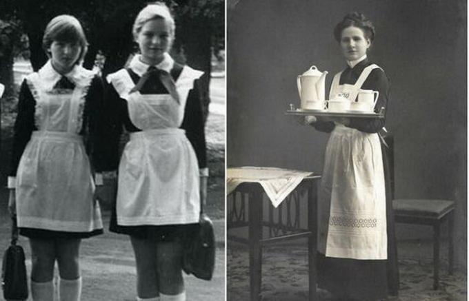 Warum sowjetischen Schüler sieht aus wie Uniformen Mädchen bilden.