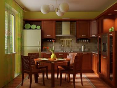 Pistazienschatten im Design des Küchenraums