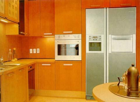 Kühlschrank in die Kücheneinheit eingebaut