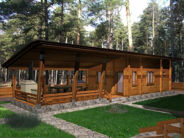 Sauna mit einem Pavillon unter einem Dach: Design + Build mit ihren eigenen Händen