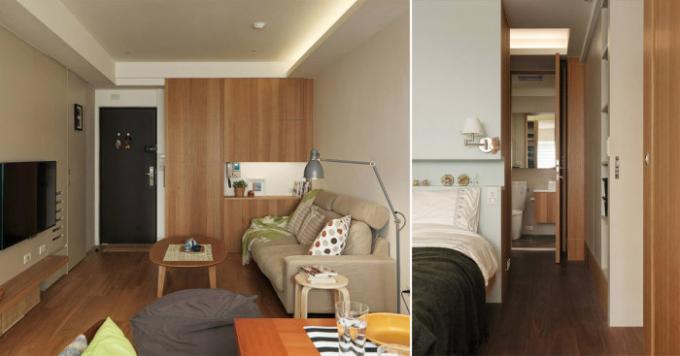 Entwerfen kleine Wohnungen, die aus einem Studio mit zwei Schlafzimmern gedreht.