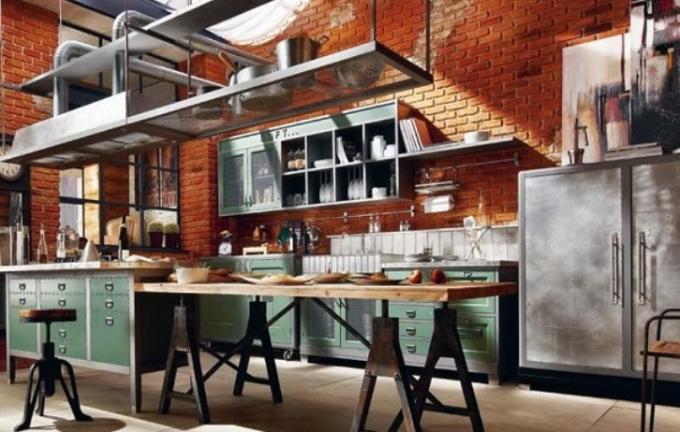 Küche im Loft-Stil (48 Fotos): Videoanweisungen zum Dekorieren des Innenraums eines kleinen Küchenzimmers mit eigenen Händen, Preis, Foto