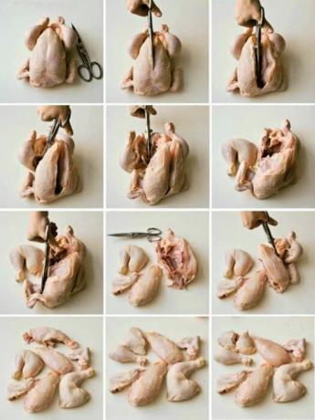 Wie das Huhn Karkasse schneiden. | Foto: Pinterest.