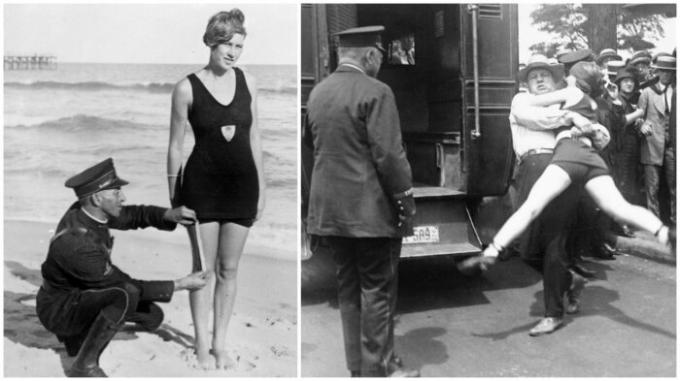 Frauen in den „unanständig“ Badeanzug sollen verhaftet werden! (Th 1920, USA). 