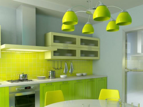 Weiße und grüne Küchen - ruhiges und gemütliches Interieur