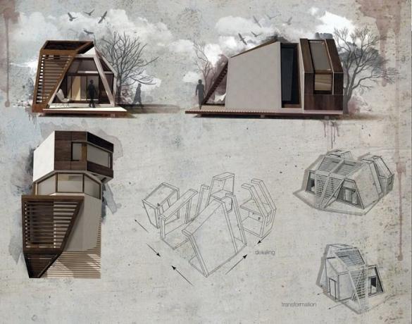 Eine gute Option für Sommerresidenz: ein Haus, das auf dem Gelände fertigter geliefert