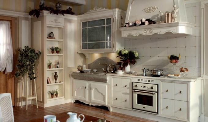 Rustikale Küche (44 Fotos): Videoanweisungen zum Dekorieren der Inneneinrichtung mit eigenen Händen, welche Art von Möbeln, Vorhängen, Abholung, Preis, Foto