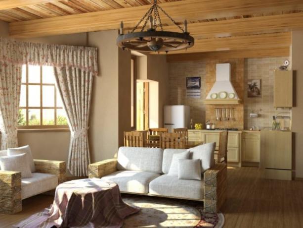 Wohnzimmer im rustikalen Stil Charakteristische Oberflächen für rustikale sind: