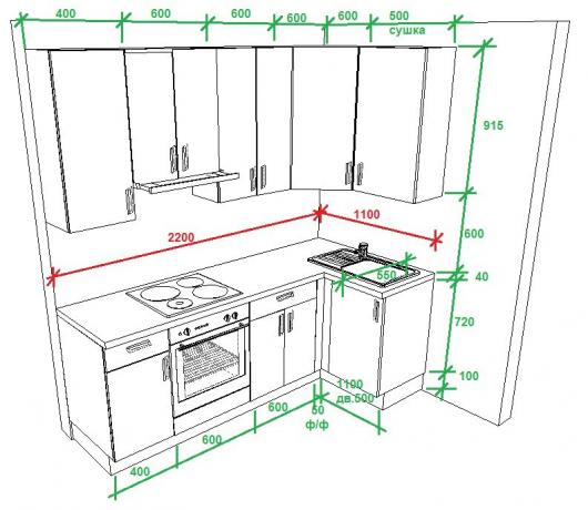 Sie wissen nicht, wie eine Küche mit Ihren eigenen Händen gestaltet ist - Zeichnungen + Maße helfen Ihnen dabei