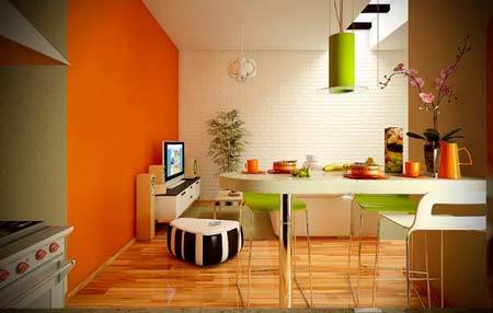 grün-orange Küche