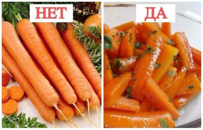 Gekochte Karotten sind gut roh.