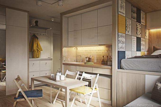 Das Innere der Woche: 40 m² odnushka Stil Öko-Minimalismus