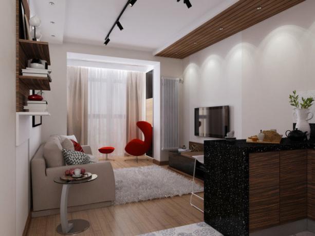Kleine ja udalenkaya: stilvolle Wohnung Fläche von weniger als 30 Quadratmetern