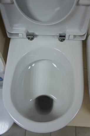 Toilette mit einer „Stange“ oder „Platte“.